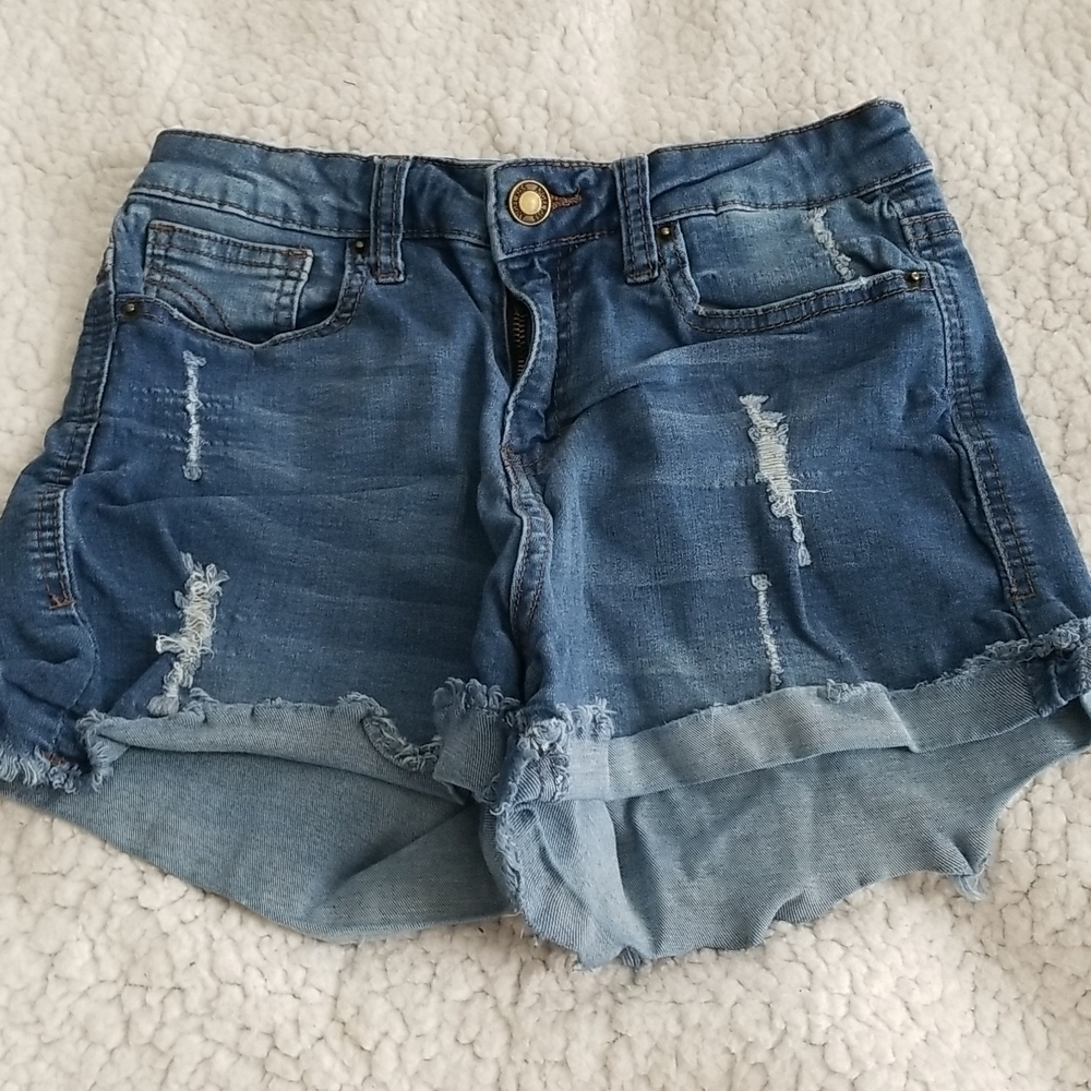 Angel Kiss Women's Mid Rise Distressed Denim Shorts
